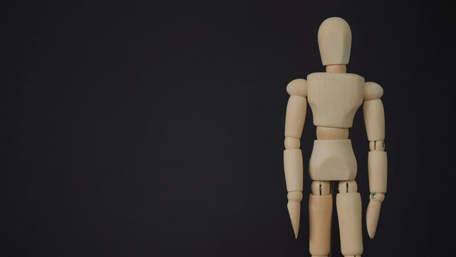 wooden statue on a black background