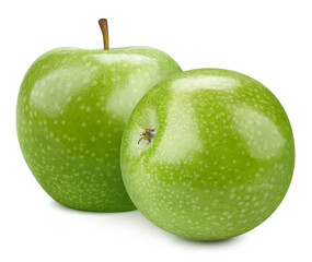 Two green apples. Apple isolated on white background clipping path.