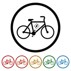 Electric bicycle ring icon, color set