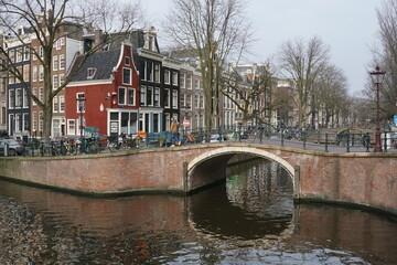 Amsterdam, people walking on the bridge