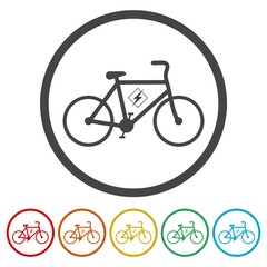 Electric bicycle ring icon, color set