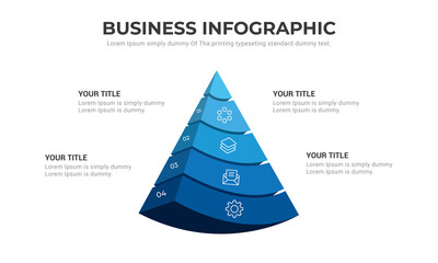 Infographic pyramid with step structure, business concept with 4 steps pieces or steps template
