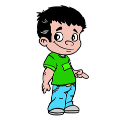 smiling boy pointing