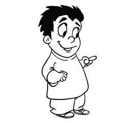smiling boy pointing