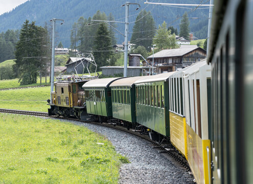 Historic steam train in Davos, Switzerland