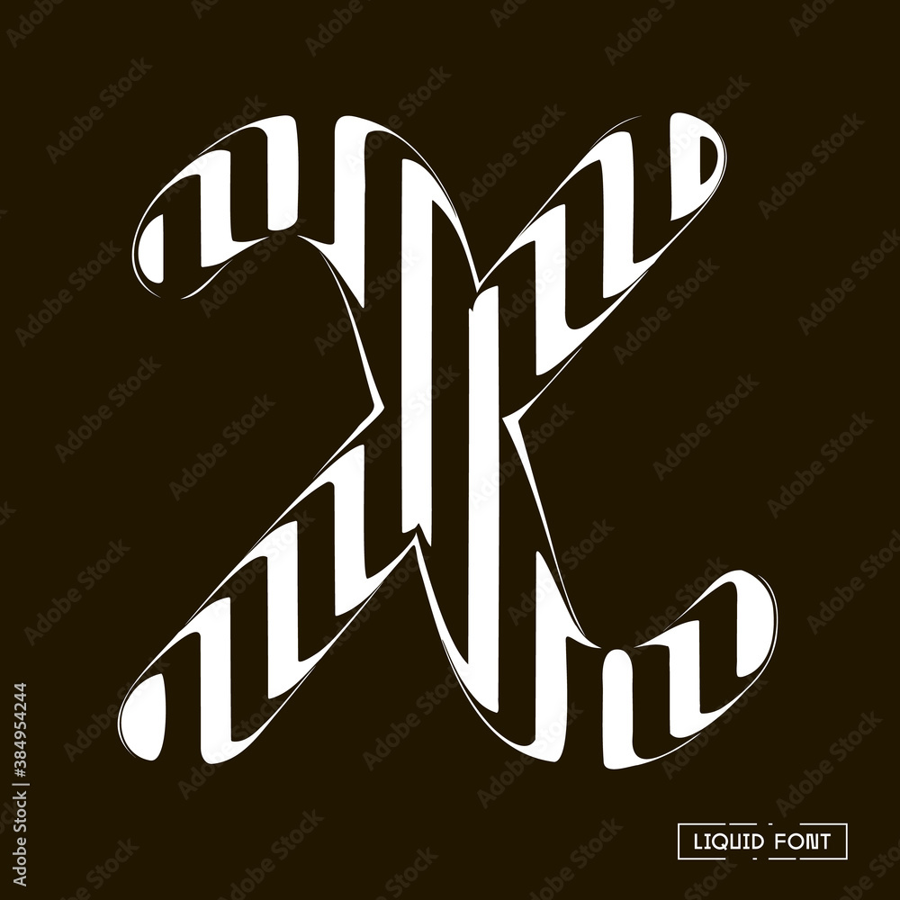 Fototapete x letter formed by parallel lines. a letter made of glass through which lines are visible that are d