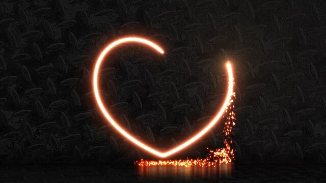 heart shape reveal in welding sparks effect