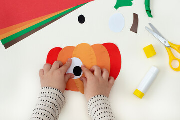 How to make funny pumpkin of color paper. Original project for children. Step-by-step photo...