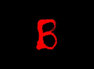 B Horror bloody, scary vector letter. Insane Fear brutal, scream font. Wicked night theme style design. Hand writing eps10 illustration