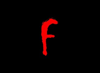 F Horror bloody, scary vector letter. Insane Fear brutal, scream font. Wicked night theme style design. Hand writing eps10 illustration
