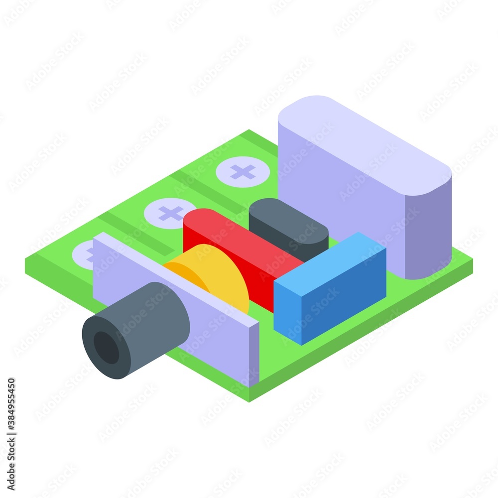 Poster voltage regulator circuit power icon. isometric of voltage regulator circuit power vector icon for w
