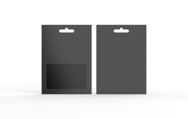 Black gift card in blister pack mockup template on isolated white background, ready for your design presentation, 3d illustration