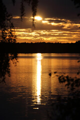 Beautiful reflection of the sunset on the water. One of the most beautiful viewpoints of the beautiful lake.