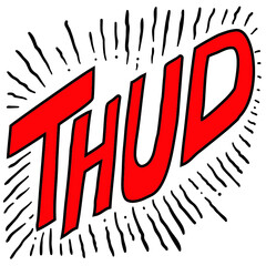 cartoon doodle word thud