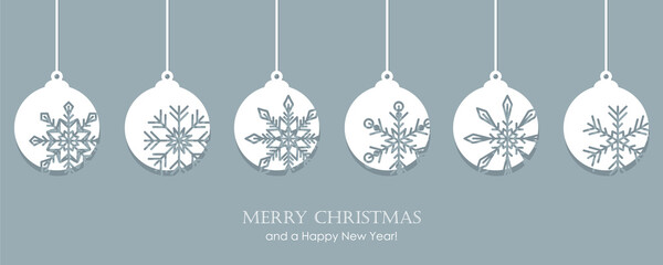 christmas card with snowflake tree balls decoration vector illustration EPS10