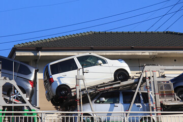 Naklejka premium 自動車陸送の積載車