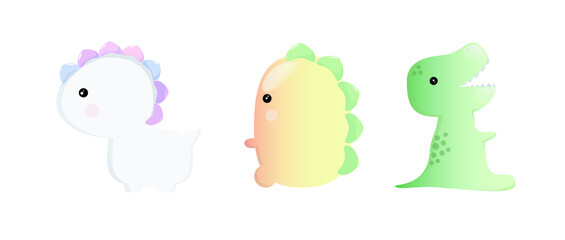 Three cute dinosaurs on a white background. Vector illustration