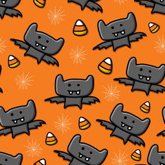 Cute Halloween pattern, Vector hand drawn illustration. good for background, print textile, paper, etc.