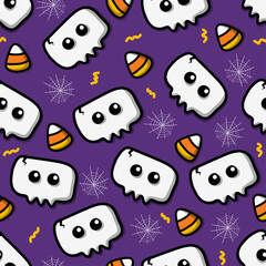 Cute Halloween pattern, Vector hand drawn illustration. good for background, print textile, paper, etc.