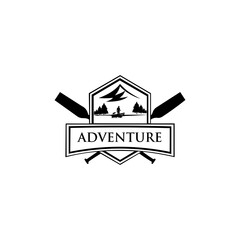 PrintBoats Logo, Adventure Logo. Isolated on white background.