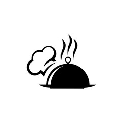 hat chef and tray logo template, restaurant icon. vector illustration