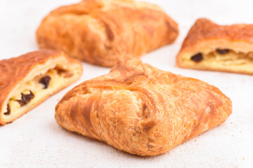 Fresh baked quark cheese pockets with raisins