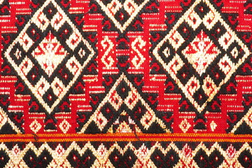 More than 100 years old colorful thai handcraft peruvian style rug surface old vintage torn...