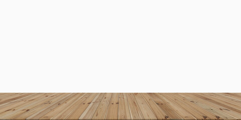 Wooden board empty table in front of white background.- can be used for display or montage your products.Mock up for display of product.