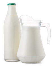 Glassware full of fresh milk isolated on white
