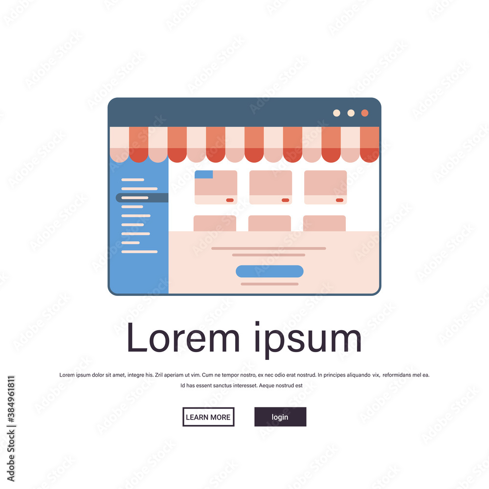 Poster online shopping on website application internet business e-commerce digital marketing concept web br