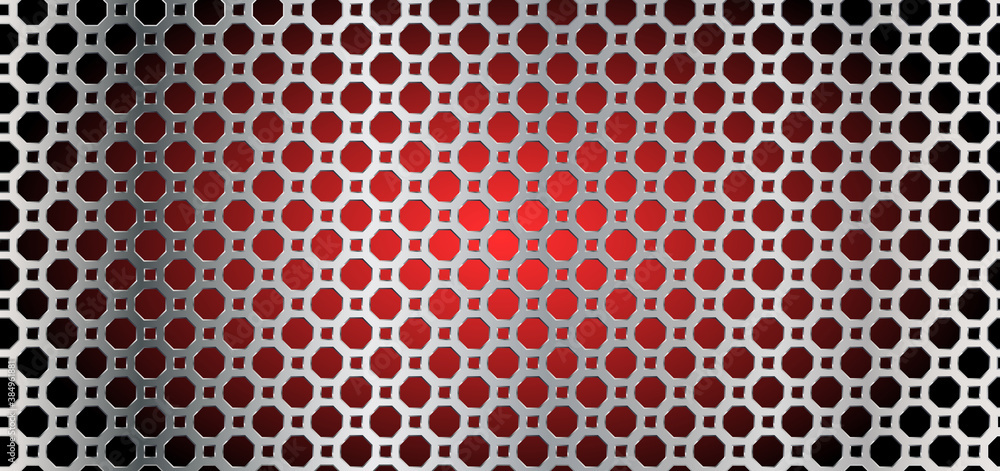 Poster steel grid pattern with a red gradient background