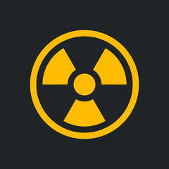 Yellow radiation symbol isolated on black background