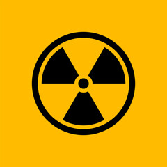 Black radiation symbol isolated on yellow background