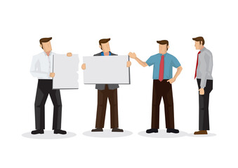 Businessman giving a presentation to his colleagues. Isolated vector cartoon illustration.