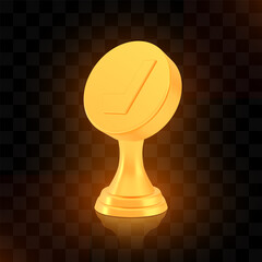 Winner hockey cup award, golden trophy logo isolated on black transparent background