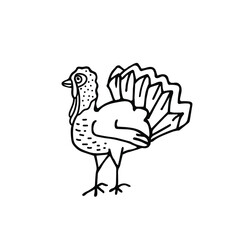 Turkey hand drawn in doodle style. Thanksgiving symbol. icon is. hand drawn turkey stylized in doodle style.Turkey, line art. Thanksgiving greeting card. Can be used as background or clipart. Eps10.
