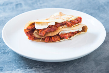 crepe sobrasada and cheese  front view