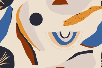 Blickdicht rollo Pastell Abstraktes künstlerisches Illustrationsmuster. Zeitgenössisches nahtloses Muster der kreativen Collage. Modische Vorlage für Design.