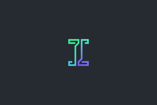 Minimal Geometrical Abstract Letter i Dark Background Logo Template