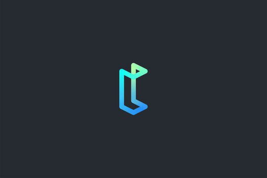 Minimal Geometrical Abstract Letter i Dark Background Logo Template