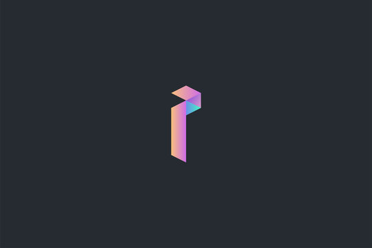 Minimal Geometrical Abstract Letter i Dark Background Logo Template
