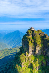 Naklejka premium Aerial view of Mount Fanjing, Tongren City, Guizhou Province, China