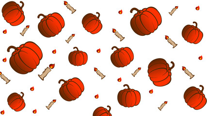 Vector graphics. Traditional Halloween clip art - pumpkin. Pumpkin background. Bright pumpkin, and burning candles. Background for Halloween.