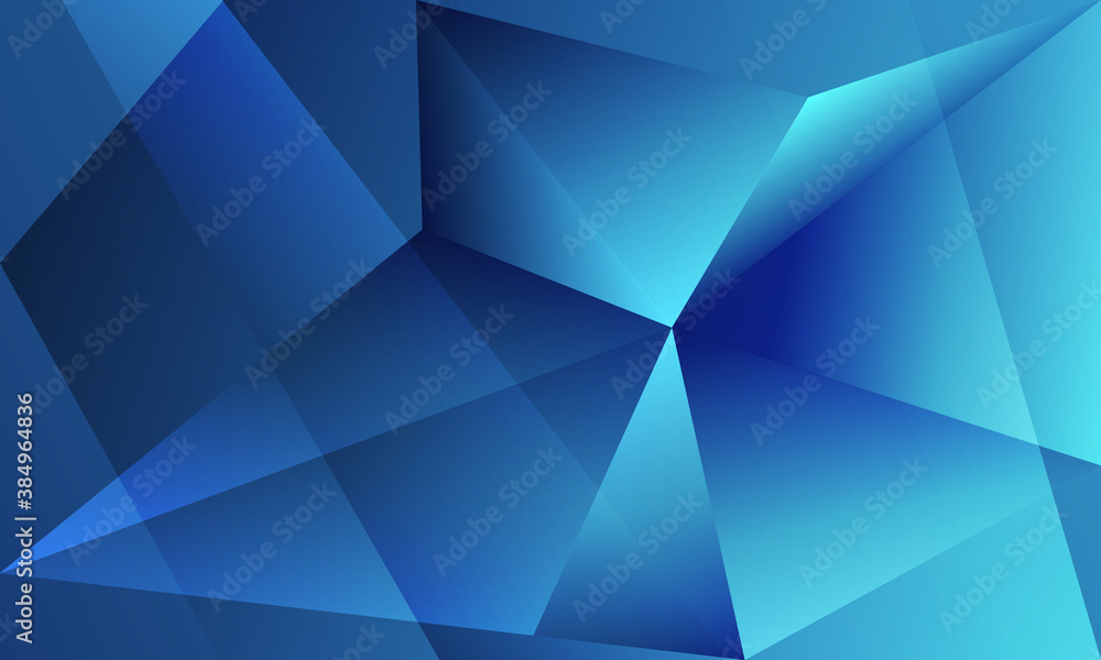 Poster abstract blue background with triangles and gradients.