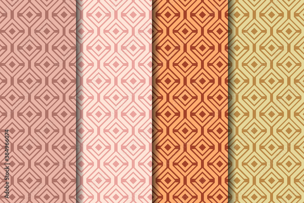 Poster collection of square geometric seamless pattern in soft background and more dark on element object. 