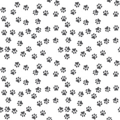 Cat seamless pattern, Cat paw on white background, Background doodle illustration.	