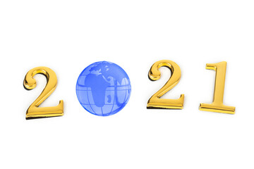 Numbers 2021 and globe