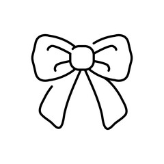 Decoración navideña. Logotipo lineal nudo de lazo en cinta en color negro