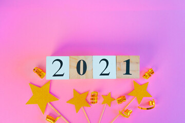 New year 2021 concept on pink background