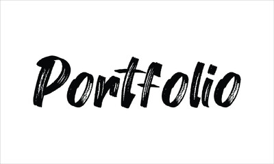 Portfolio Typography Hand drawn Brush lettering words in Black text and phrase isolated on the White background